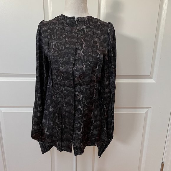 Renee Snake-print Silk Satin Blouse from ANINE BING - Picture 5 of 10